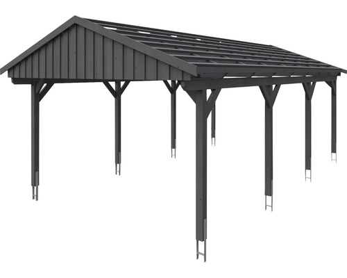 Abri en bois avec construction de toit en pente