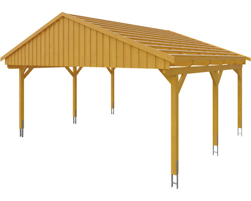 Carport en bois avec toit à deux pentes