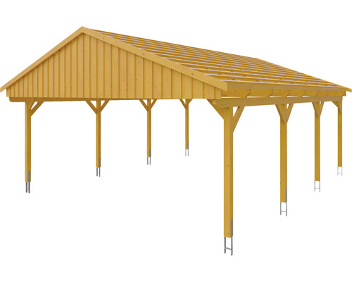 Carport en bois avec toit à deux pentes