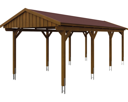 Carport en bois avec toit métallique