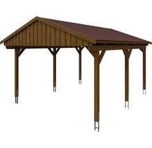 Carport en bois avec toit métallique pour couvrir les véhicules