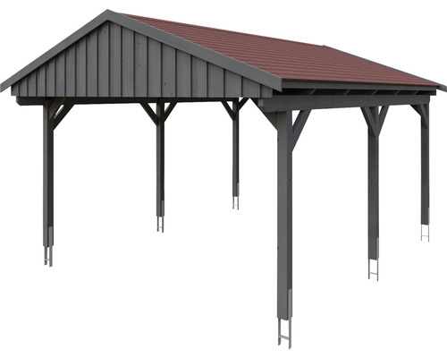 Carport en bois avec toit à deux pentes
