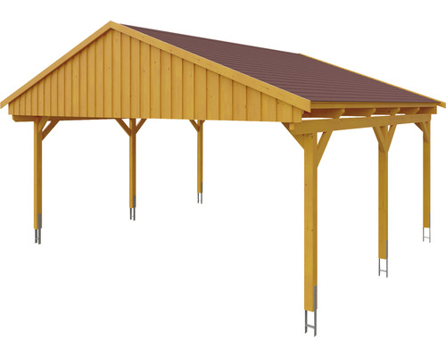 Carport en bois avec toit à deux pentes
