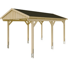 Carport simple SKAN Holz Fichtelberg avec bardeaux noir 317 x 566 cm naturel
