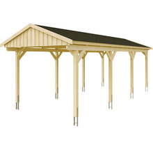 Carport simple SKAN Holz Fichtelberg avec bardeaux noir 317 x 808 cm naturel