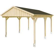 Carport simple SKAN Holz Fichtelberg avec bardeaux noir 423 x 566 cm naturel