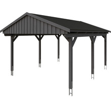 Carport simple SKAN Holz Fichtelberg avec bardeaux noir 423 x 566 cm ardoise