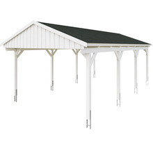 Carport simple SKAN Holz Fichtelberg avec bardeaux noir 423 x 808 cm blanc
