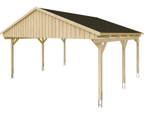 Carport en bois avec toit et poteaux