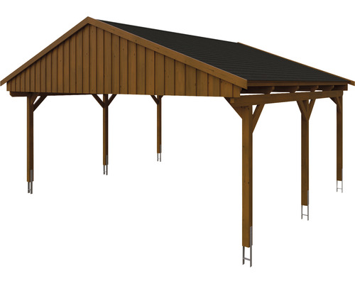 Carport en bois avec toit à deux pentes