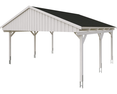 Carport en bois blanc avec toit
