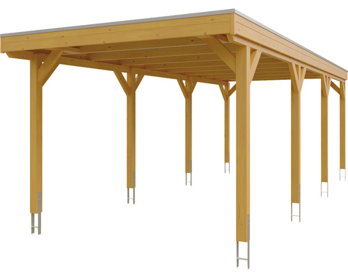 Holzcarport mit Stützen und Dach