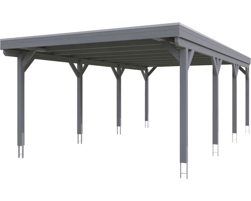 Abri de voiture en bois gris avec toit plat