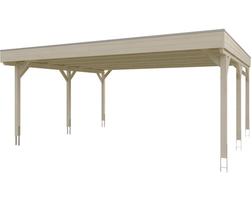 Carport en bois avec six poteaux