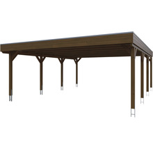 Doppelcarport SKAN Holz Grunewald inkl. EPDM Folie 622 x 796 cm Nussbaum