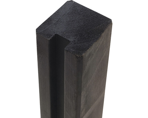 Profilpfosten PLUS Kreuzholz 1 Nut 9 x 9 x 188 cm RAL 9005 schwarz Holzpfosten mit Nut für den Gartenbau