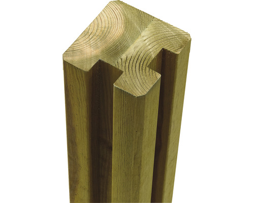 Poteau profilé PLUS collé angle 2 rainures 9 x 9 x 188 cm traité en autoclave par imprégnation Poteau en bois avec rainure pour éléments de clôture