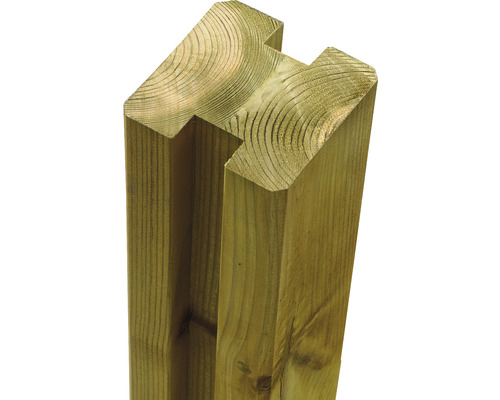 Poteau profilé PLUS collé 2 rainures 9 x 9 x 188 cm traité en autoclave par imprégnation Poteau en bois pour l''horticulture