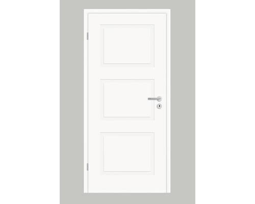 Porte intérieure blanche avec trois panneaux et garniture de poignée