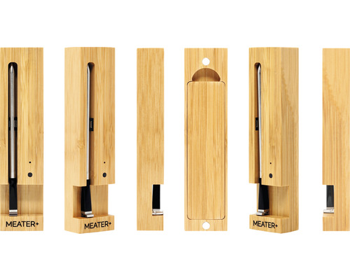 Thermomètre de grill Meater Plus avec boîtier en bois