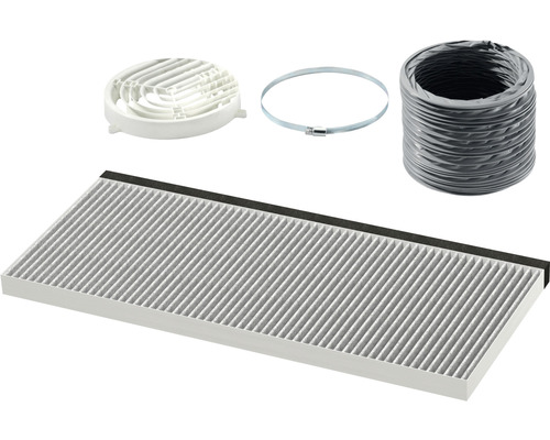 Abluft-Set mit Filter, Lüftungsgitter, Schlauch und Schlauchschelle