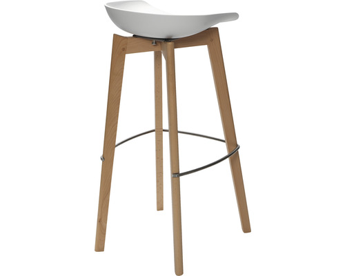 Tabouret de bar avec assise en coque et pieds en bois