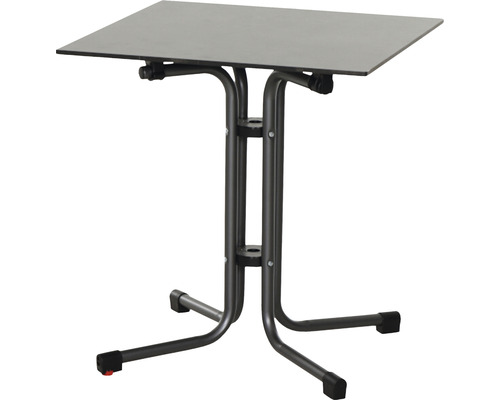 Klapptisch mit quadratischer Tischplatte und Metallgestell