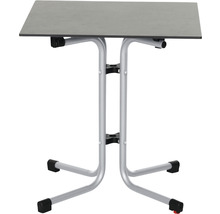 Klapptisch mit grauem Tischblatt und Metallgestell