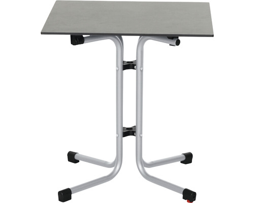 Klapptisch mit grauem Tischblatt und Metallgestell