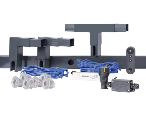 LED Gartenbeleuchtungssystem mit Verbindungsstücken, Kabeln, Netzteil und Fernbedienung