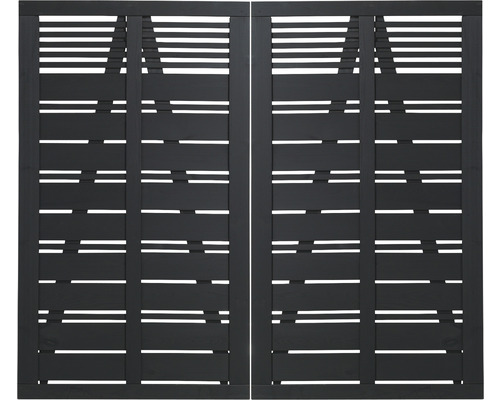 Deux éléments de clôture avec des lattes horizontales