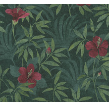 Tapete mit Hibiskusblüten und Blättern