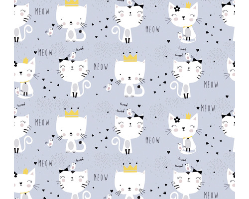 Papier peint intissé 38131-1 Little Love chats gris Motif avec chats, oiseaux, cœurs et inscriptions