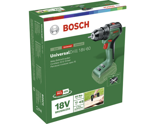 Visseuse-perceuse sans fil Bosch UniversalDrill 18V-60 dans son emballage