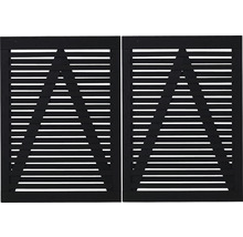 Zwei Fensterläden mit dreieckigem Design und horizontalen Lamellen