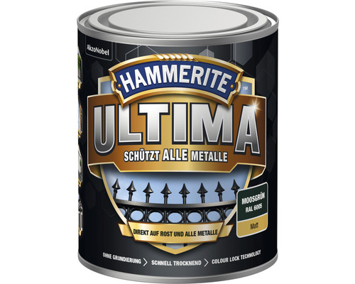 Laque de protection pour métal HAMMERITE Ultima RAL 6005 vert mousse mat 750 ml