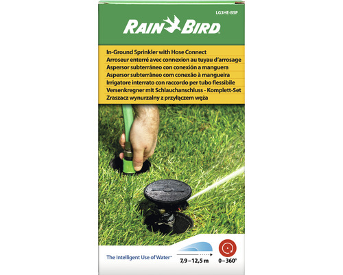 Rain Bird arroseur escamotable avec raccord de tuyau, kit complet dans la pelouse