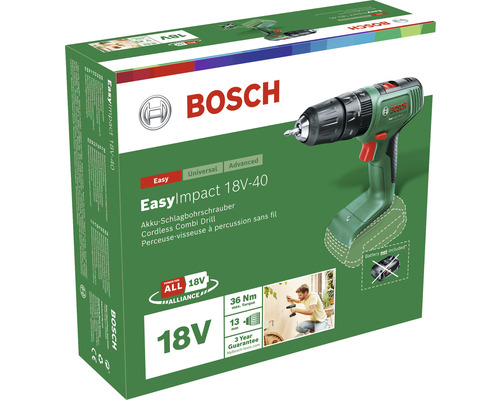 Perceuse-visseuse à percussion sur batterie Bosch EasyImpact 18V-40, sans batterie ni chargeur-0