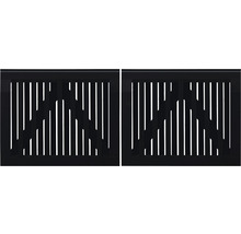Deux grilles d''aération en métal avec fentes verticales pour la ventilation.