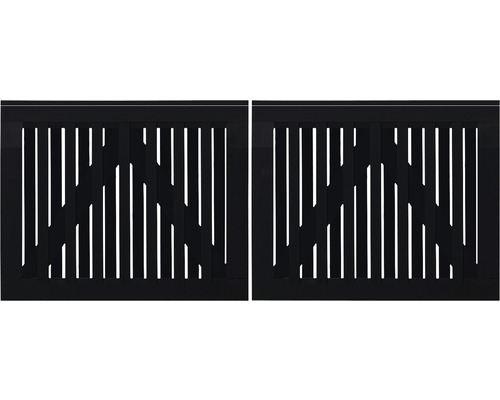 Deux grilles d''aération en métal avec fentes verticales pour la ventilation.