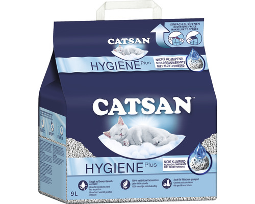 Litière pour chats CATSAN Hygienestreu Plus ne s'agglomère pas 9 l Litière pour chat Catsan Hygiene Plus, neuf litres