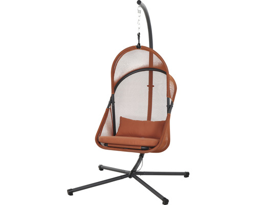 Fauteuil suspendu Siena Garden Yobaya Relaxed Red acier, housse textile Relaxed Red Fauteuil suspendu avec support et coussin