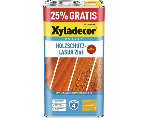 Lasure de protection du bois XYLADECOR chêne clair 4+1 l (+25%) gratuit