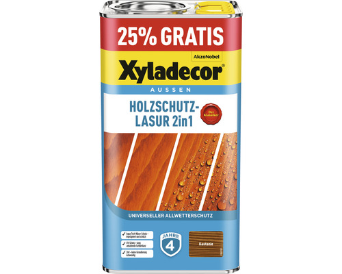 Lasure de protection du bois XYLADECOR châtaignier 4+1 l (+25%) gratuit