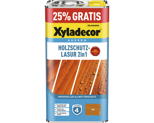 Lasure de protection du bois XYLADECOR teck 4+1 l (+25%) gratuit-0
