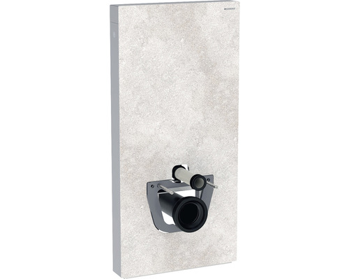 Bâti-support pour WC Geberit Monolith Plus 101 cm aspect béton revêtement latéral aluminium avec aspiration des odeurs et éclairage d'orientation 131.222.JV.5