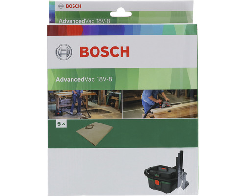 Bosch Logo. Verpackung für Staubsaugerbeutel AdvancedVac 18V-8, 5 Stück