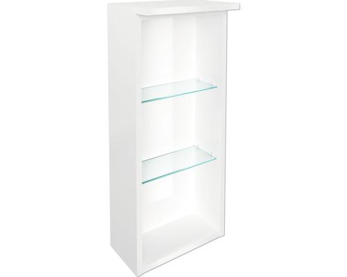 Étagère Oxford haut 68,4 x 30,2 x 20 cm blanc 3 compartiments Étagère blanche avec deux étagères en verre