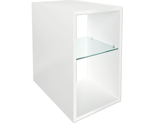 Étagère Oxford bas 50,9 x 30 x 49 cm blanc 2 compartiments Étagère blanche avec tablette en verre