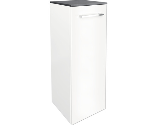 Meuble bas de salle de bains avec une porte et une poignée.